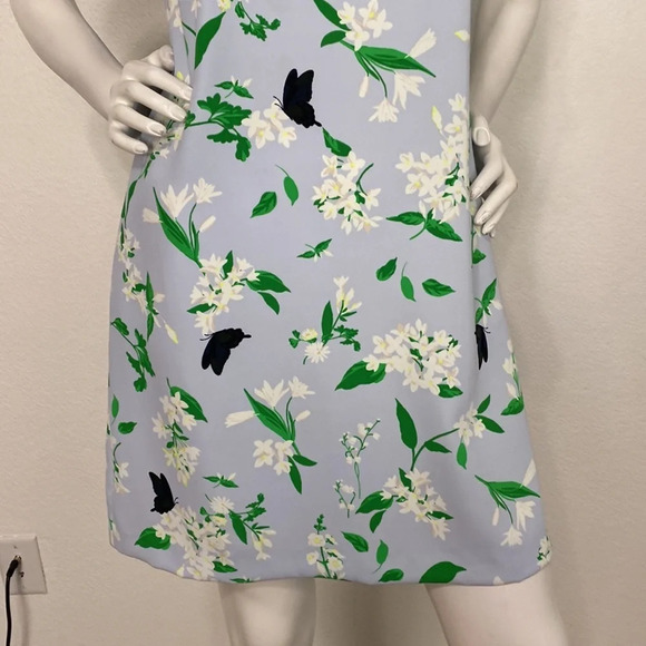 Ann Taylor Multicolor Floral Jewel Neck Flutter Sleeve Dress Size 2 - Picture 4 of 9